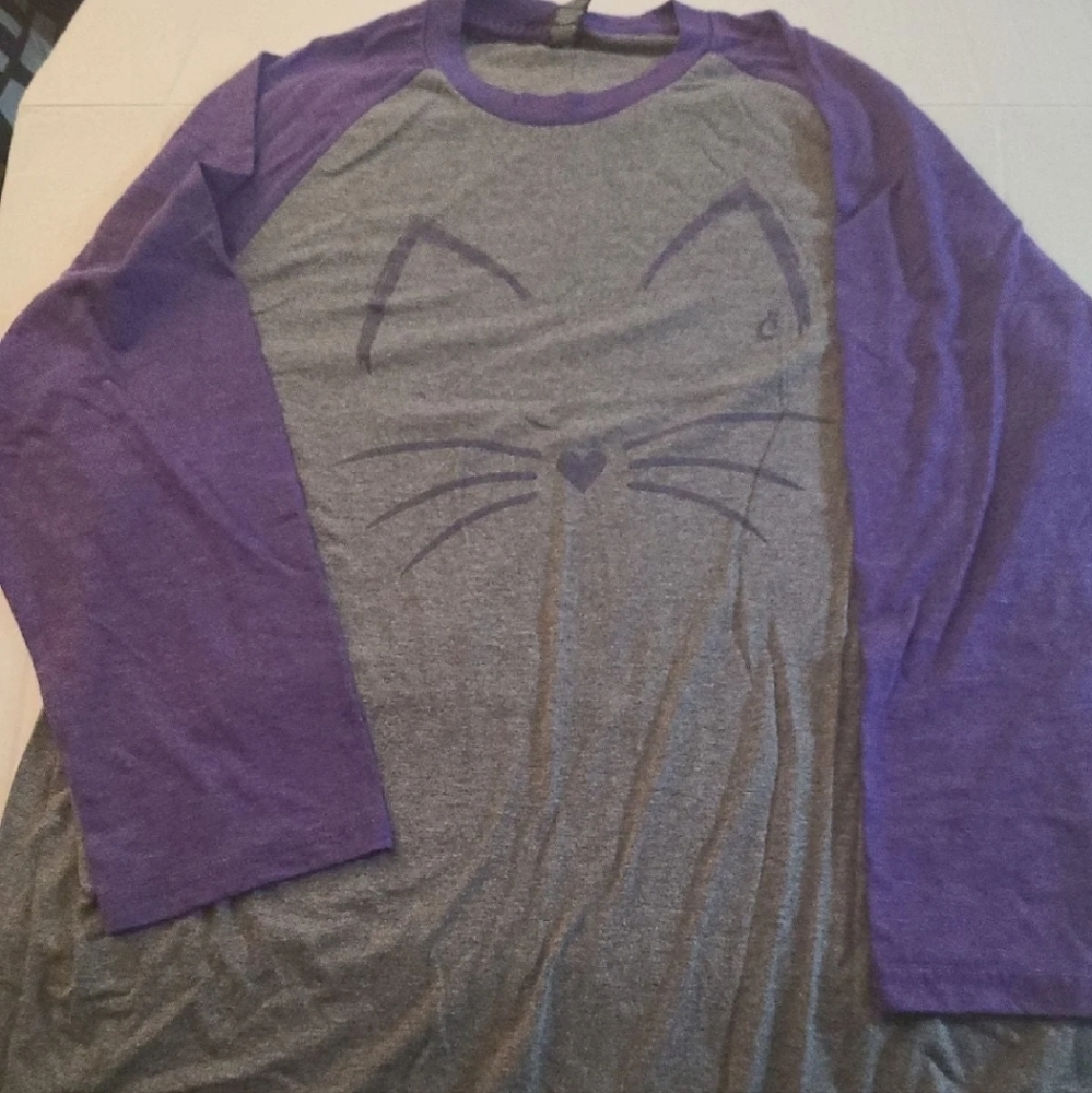 Cat face 3/4 tee